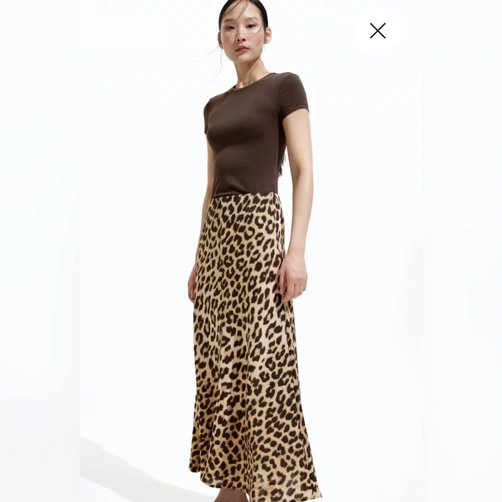 H&M Brown Leopard Maxi Skirt size S - Picture 1 of 8